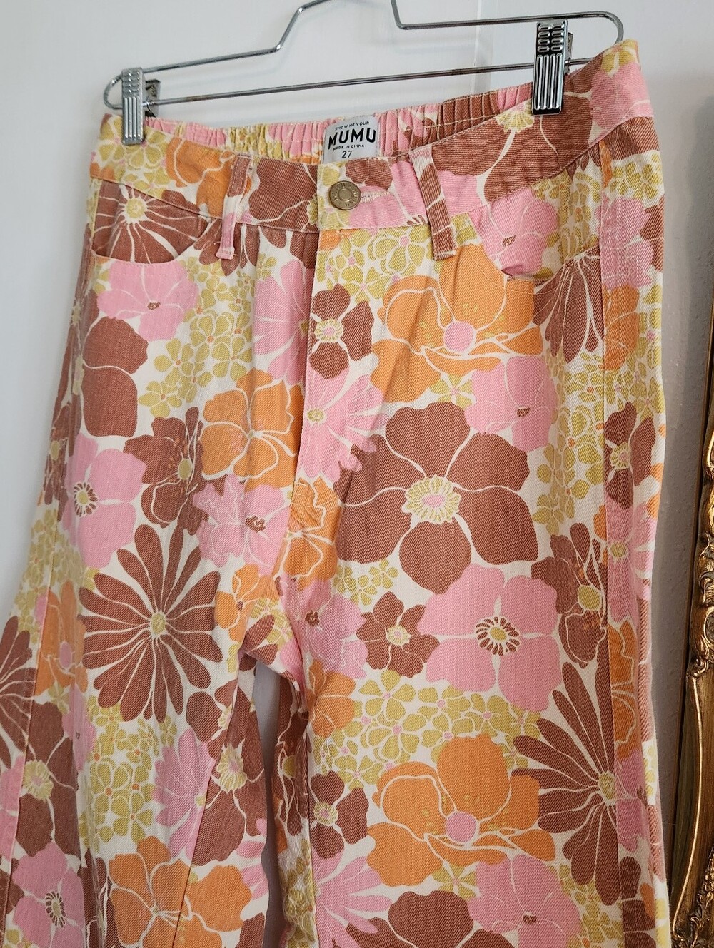 Womens Show Me Your Mumu Floral Wide-Leg Pants in Pink & Brown - Picture 2 of 7